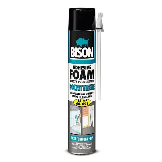 Spumă poliuretanică pentru polistiren BISON, cu aplicator, 750ml